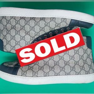 AUTHENTIC GUCCI VINYL CANVASS & LEATHER HIGH TOP SNEAKERS